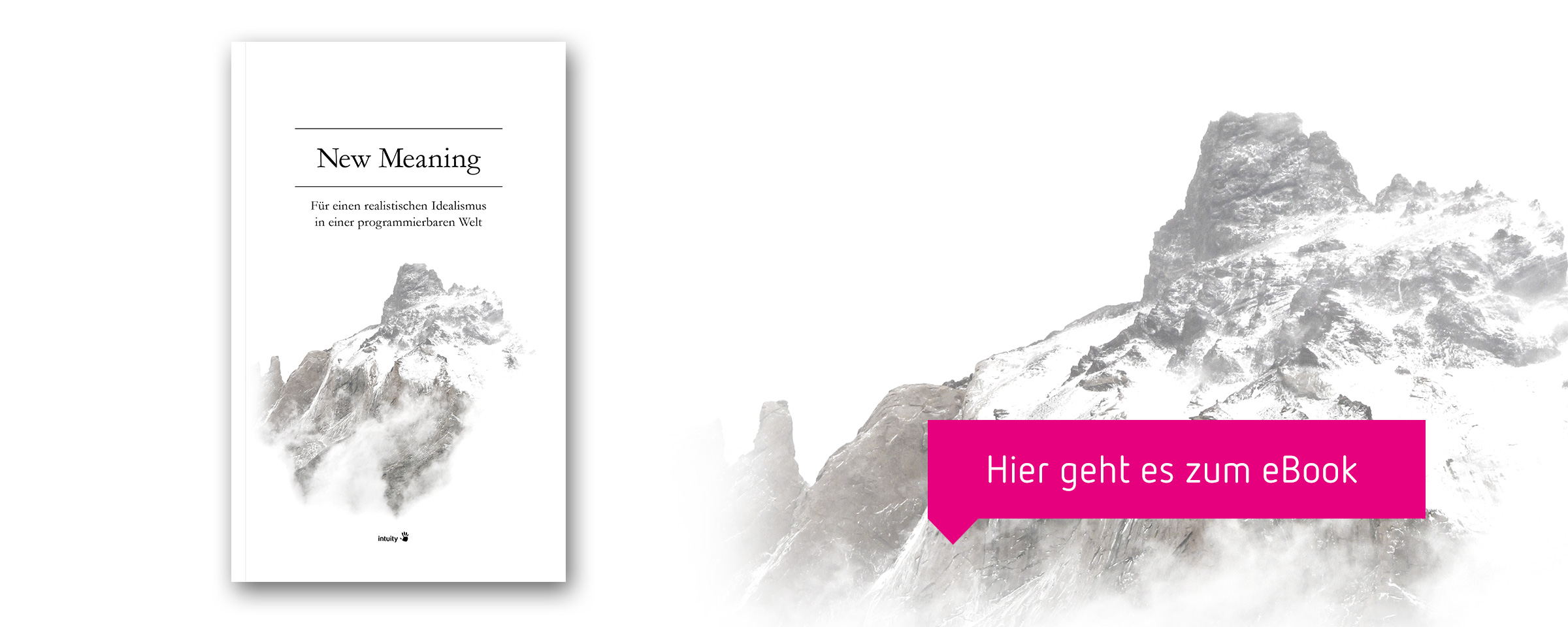 Cover der Veröffentlichung New Meaning (Bergspitze mit Schnee und Wolken)