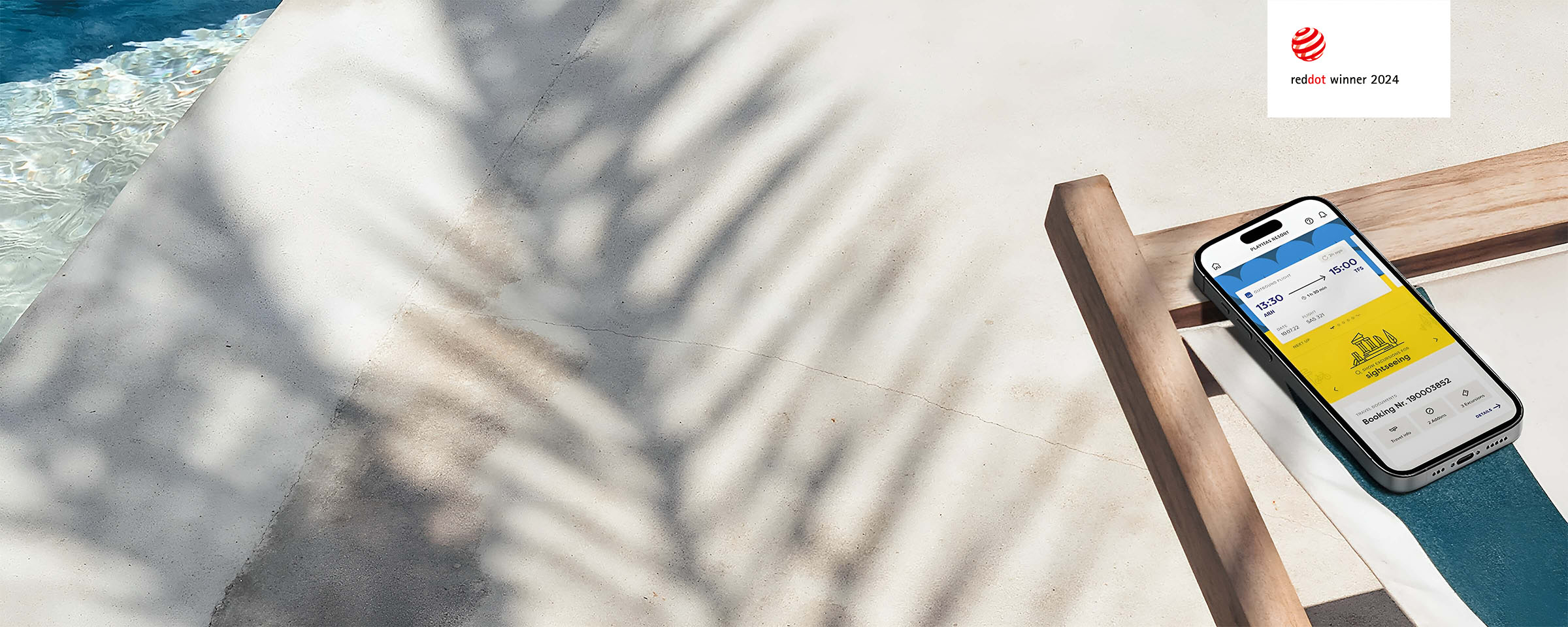 Travel companion app on a beach chair