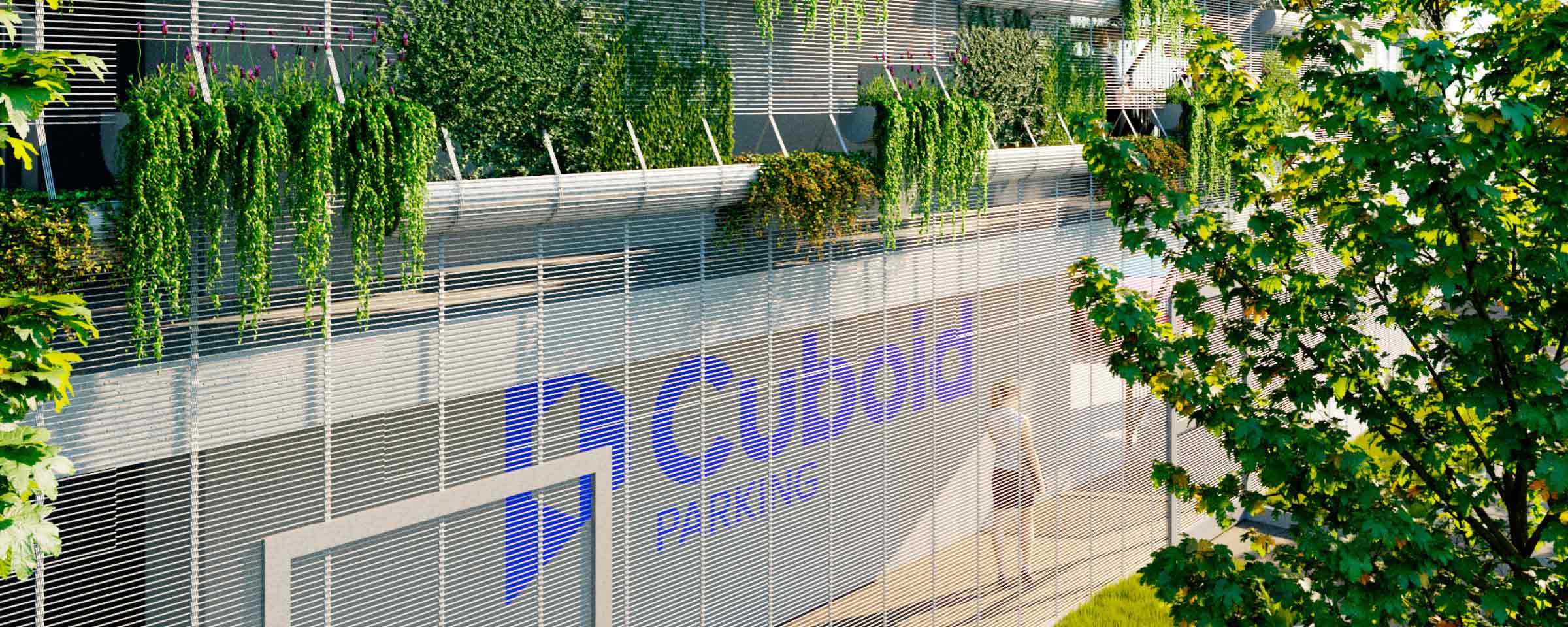 Begrünte Fassade am Parkhaus