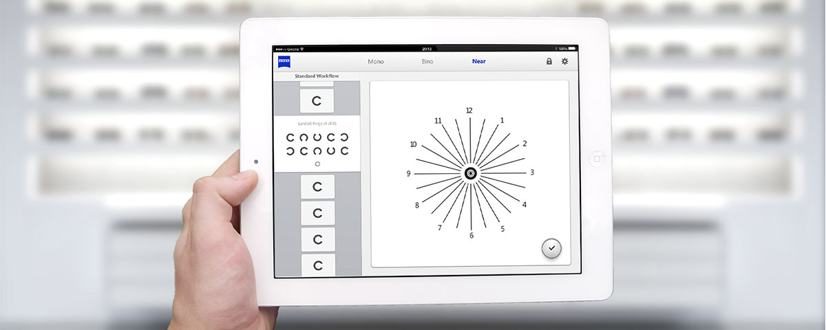 Near Seite der Zeiss Anwendung auf einem Tablet